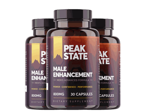 Three bottles of Peak State Male Enhancement Capsules included in the buy two get one free package